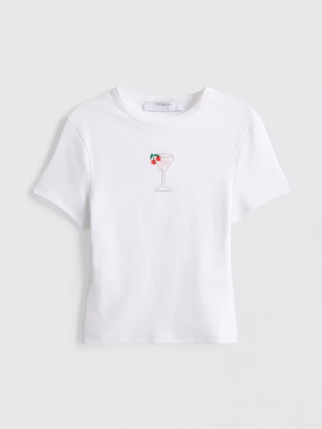 Tricou scurt pentru bebeluși, din bumbac cu mărgele Tricou scurt pentru bebeluși, din bumbac cu mărgele