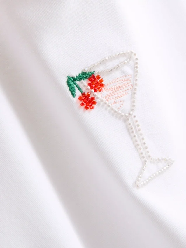Tricou scurt pentru bebeluși, din bumbac cu mărgele Tricou scurt pentru bebeluși, din bumbac cu mărgele