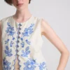 Vestă din bumbac cu broderie florală Vestă din bumbac cu broderie florală