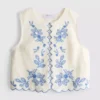 Vestă din bumbac cu broderie florală Vestă din bumbac cu broderie florală