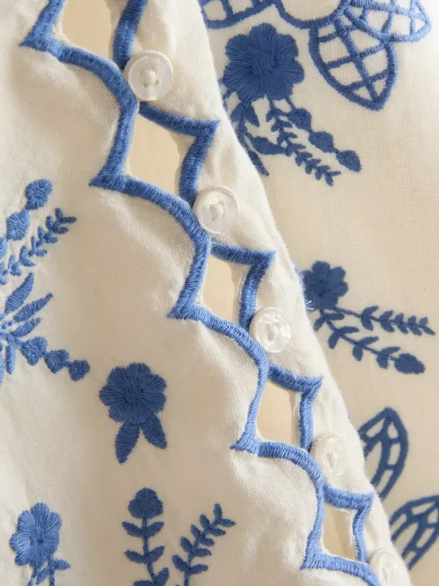 Vestă din bumbac cu broderie florală Vestă din bumbac cu broderie florală