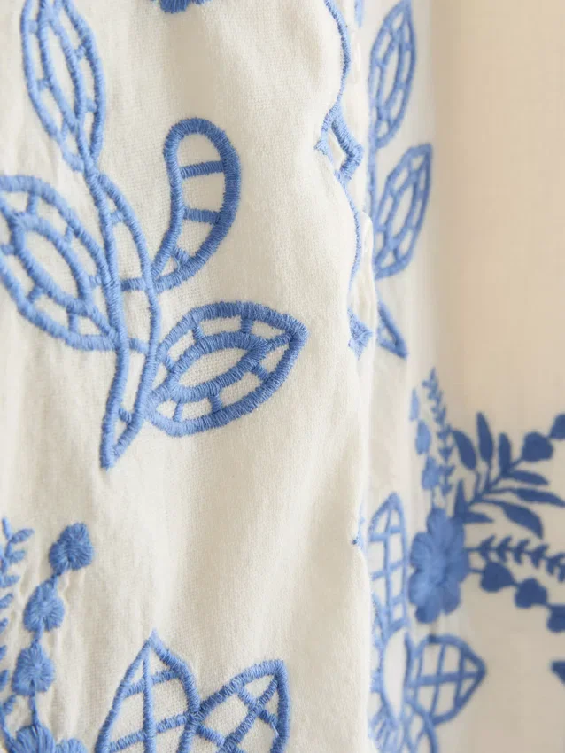 Vestă din bumbac cu broderie florală Vestă din bumbac cu broderie florală